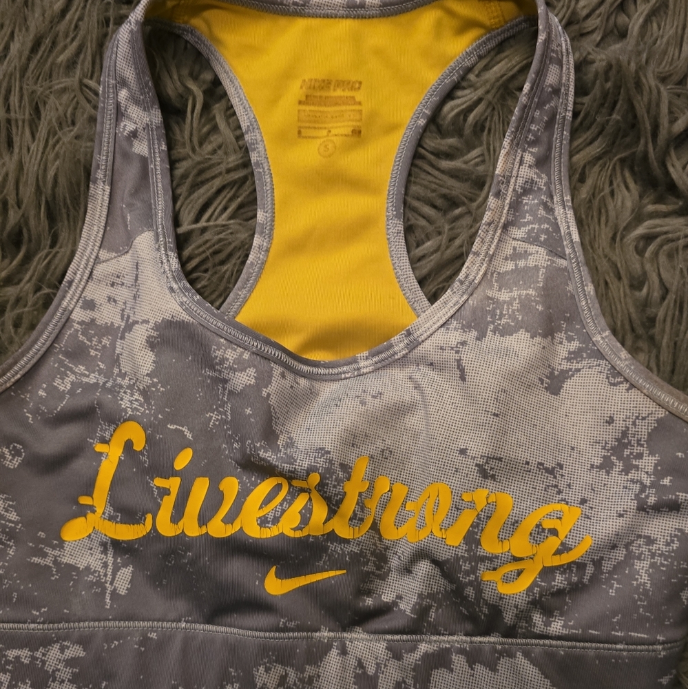 Nike Gray and Yellow Performance Sports Bra